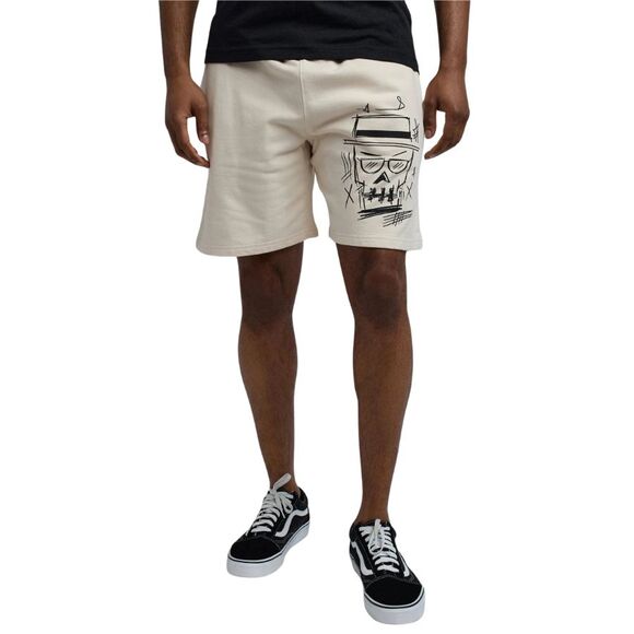 Reason Walter White Skull Graphic Fleece Shorts Men’s XXL 2XL Cream Beige - Picture 8 of 9